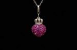 EH Collection Silver Heart Necklace with Rubies